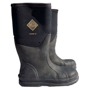 Muck Boots Steel Toe Mens Size 10 US Black Rubber Tall Waterproof Lightweight